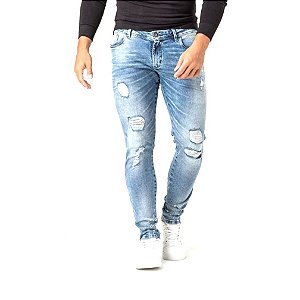 Calça Jeans Masculina Destroyed Estornada Super Skinny Fit Zune