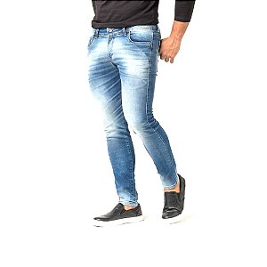 Calça Jeans Masculina Azul Estonada Super Skinny Fit Zune