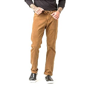 Calça Jeans Masculina Skinny Color Marrom Cós com Cordão Zune