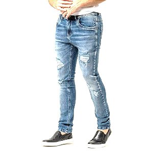 Calça Jeans Masculina Destroyed Skinny Zune