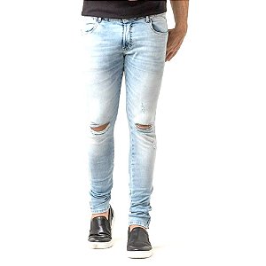 Calça Jeans Masculina Rasgo no Joelho Super Skinny Fit Zune