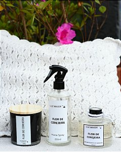 Trio Flor de Cerejeira - Vela + Home Spray + Aromatizador