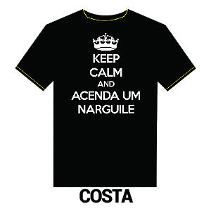 CAMISETA MASCULINA KEEP CALM AND ACENDA UM NARGUILE PRETA