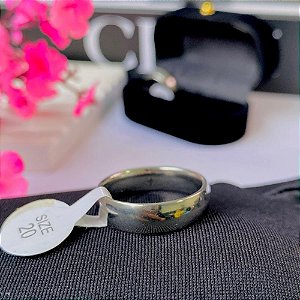 ALIANÇA DE AÇO INOXIDÁVEL LISA LARGA PRATA 6MM - (UNIDADE)