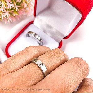 ALIANCA ACO LISA QUADRADA ZIRCONIA NAMORO - UNIDADE