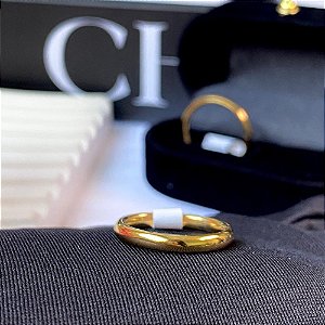 ALIANÇA TRADICIONAL AÇO INOXIDÁVEL 3MM LISA - DOURADO