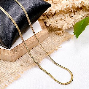 CORRENTE COLAR AÇO INOXIDAVEL LAMINA 0.5 FITA 45CM - DOURADA