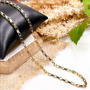 CORRENTE AÇO INOXIDAVEL DOURADA 70CM - ELO CARTIER QUADRADO