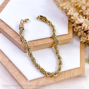 PULSEIRA AÇO INOX CORDÃO BAIANO 1,0MM 22CM - DOURADA