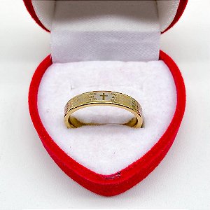 ANEL AÇO INOXIDÁVEL 4MM ORAÇÃO PAI NOSSO - DOURADO