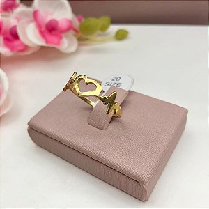 ANEL AÇO INOXIDÁVEL CORAÇÃO BATIMENTOS - DOURADO