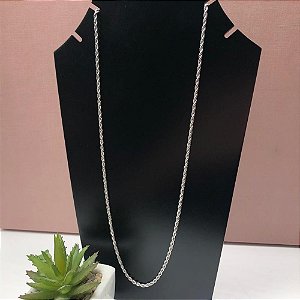 CORRENTE AÇO INOX CORDÃO BAIANO 08MM 45 CM - PRATEADA