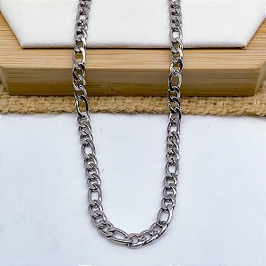 CORRENTE AÇO INOX FÍGARO 1.2MM  60CM - PRATEADO