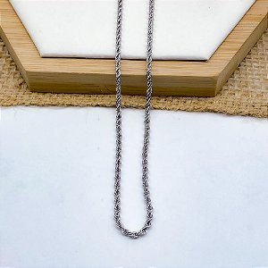 CORRENTE AÇO INOX CORDÃO BAIANO 05MM  45CM - PRATEADO
