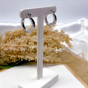 BRINCO ARGOLINHA DUPLA FACE AÇO INOX - PRATEADO