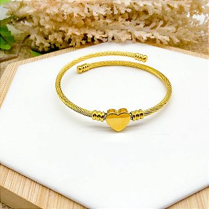 BRACELETE AÇO INOXIDÁVEL CORAÇÃO - DOURADO