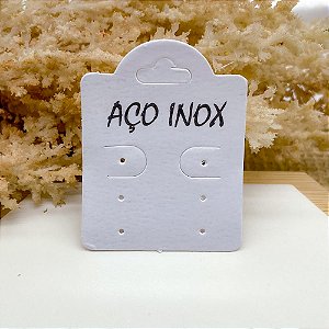 KIT 50 CARTELAS CAPELA PEQUENA TAG PARA BRINCO AÇO INOX - BRANCA
