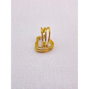 BRINCO AÇO INOX ARGOLA 3 FIOS LISA - DOURADO