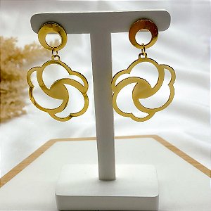 BRINCO AÇO INOX FLOR - DOURADO