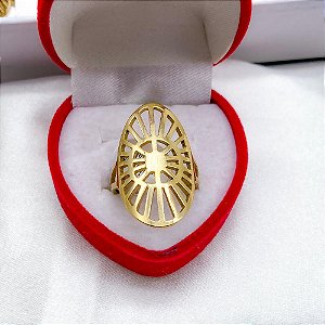 ANEL AÇO INOXIDÁVEL ESTILO MANDALA - DOURADO