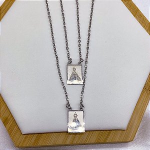 ESCAPULÁRIO DE AÇO INOX 60 CM NOSSA SENHORA - PRATEADO