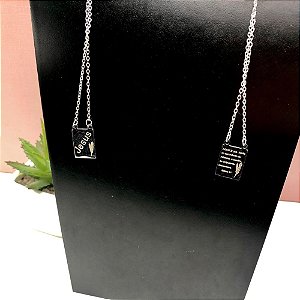 ESCAPULÁRIO DE AÇO INOX 60 CM SALMO 91 - PRATEADO