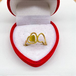 ANEL AÇO INOXIDÁVEL CORAÇOES - DOURADO