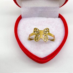 ANEL AÇO INOXIDÁVEL BORBOLETA - DOURADO