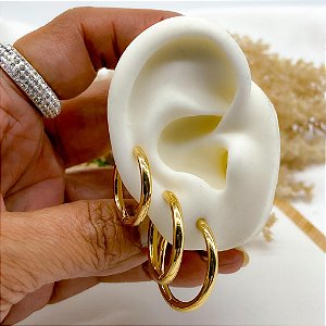 CARTELA BRINCO TRIO ARGOLINHA CLICK AÇO INOX - DOURADO