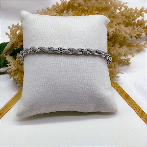 PULSEIRA AÇO INOX CORDÃO BAIANO 1.0MM  22CM - PRATEADA