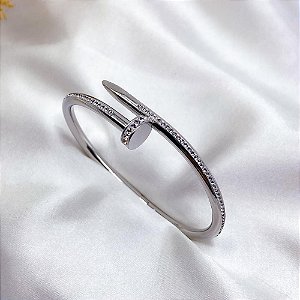 BRACELETE AÇO INOX INSPIRAÇÃO ALTA JOALHERIA - PRATEADO