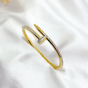 BRACELETE AÇO INOX INSPIRAÇÃO ALTA JOALHERIA - DOURADO