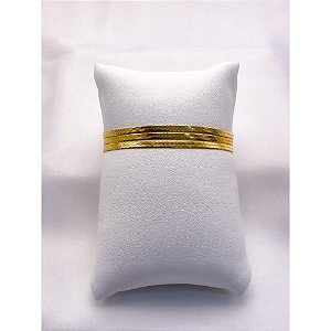 PULSEIRA AÇO INOX TRIPLA MALHA FITA - DOURADA