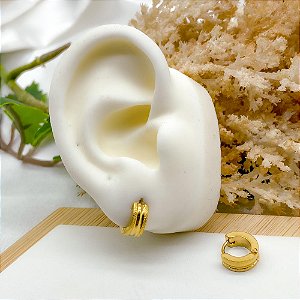 BRINCO AÇO INOX ARGOLINHA CLICK TRABALHADA PP- DOURADO