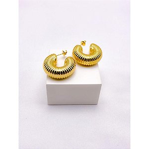 BRINCO AÇO INOX ARGOLA TRABALHADA - DOURADO