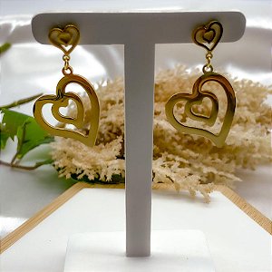 BRINCO AÇO INOX CORAÇÃO - DOURADO