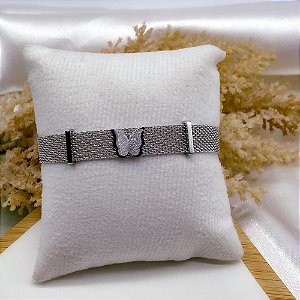 PULSEIRA BRACELETE AÇO INOX  AÇO BORBOLETA - PRATEADA