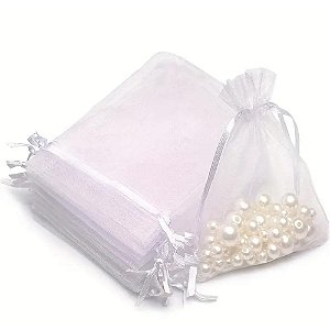 KIT 10 SAQUINHOS DE ORGANZA  7X9CM  P - BRANCO