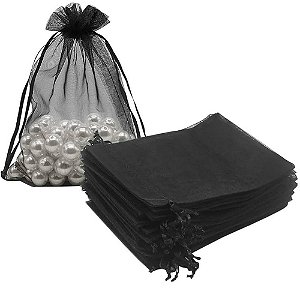 KIT 10 SAQUINHOS DE ORGANZA  7X9CM  P - PRETO