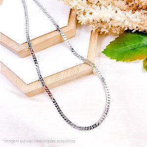 CORRENTE SEMI RÍGIDA AÇO INOXIDÁVEL GRUMET ACHATADA 60 CM - PRATEADA