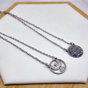 ESCAPULÁRIO AÇO INOX  55CM ESPIRITO SANTO - PRATEADO