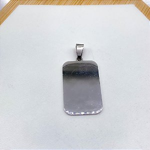 PINGENTE AÇO INOXIDÁVEL PLAQUETA PARA GRAVAÇÃO - PRATEADO