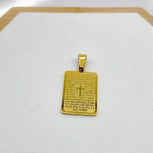 PINGENTE AÇO INOXIDÁVEL ORAÇÃO PAI NOSSO - DOURADO