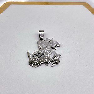 PINGENTE AÇO INOXIDÁVEL SÃO JORGE - PRATEADO