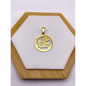 PINGENTE AÇO INOXIDÁVEL SÃO JORGE 2,4CMX2,4CM - DOURADO