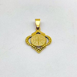 PINGENTE AÇO INOXIDÁVEL SÃO BENTO - DOURADO