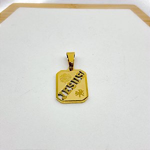 PINGENTE AÇO INOXIDÁVEL JESUS - DOURADO