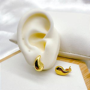 BRINCOS ARGOLA AÇO INOXIDÁVELESTILO GOTA P - DOURADO