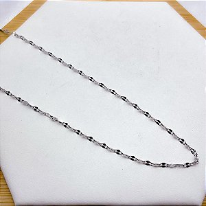 COLAR AÇO INOXIDÁVEL 45CM ELOS ACHATADOS - PRATEADA