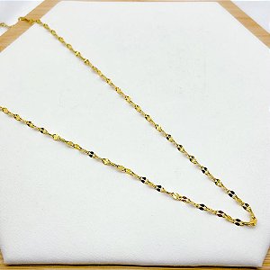 COLAR AÇO INOXIDÁVEL 45CM ELOS ACHATADOS - DOURADA